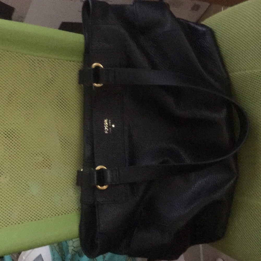 Authentic Fossil black grain leather purse